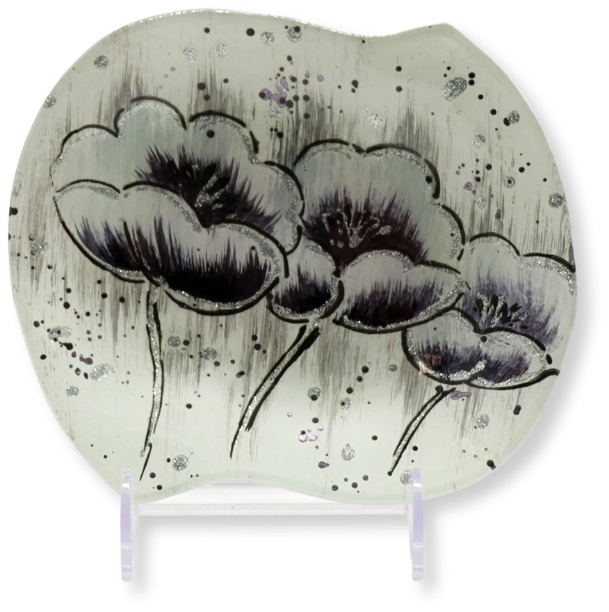 Glass plate "Weisse Lilie" (white lily) rhombus