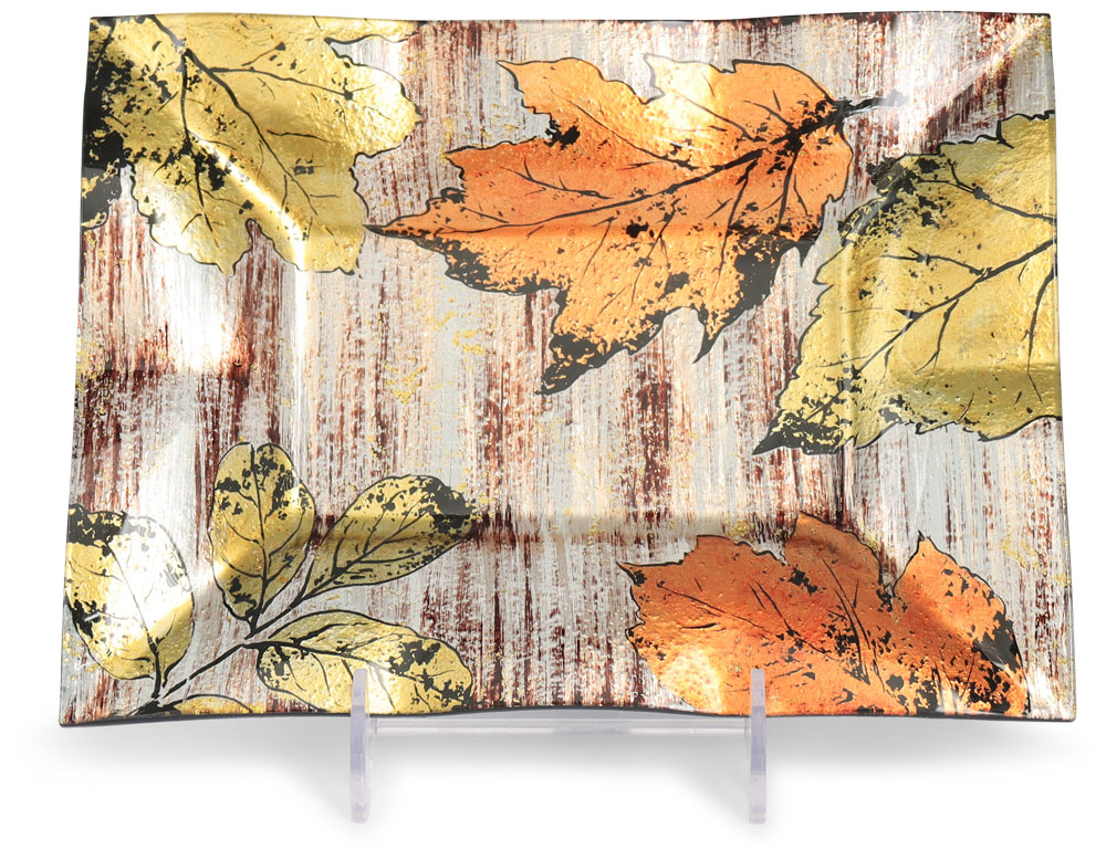 Glass plate "Blaetter" (leaves) rectangle