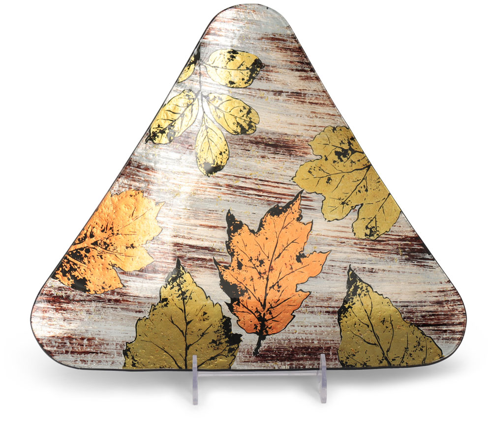 Glass plate "Blaetter" (leaves) triangular