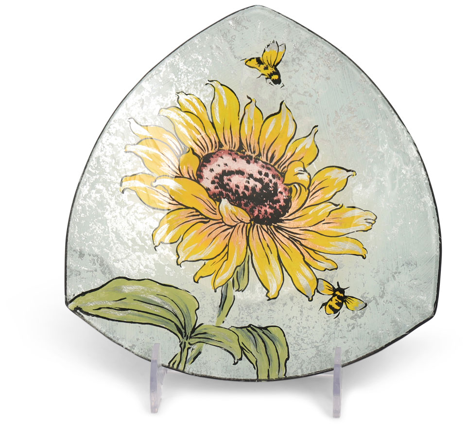 Glass plate "Sonnenblume" (sunflower) triangular