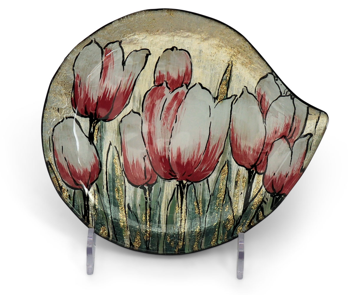 Glass plate "Tulpen" (tulips) round