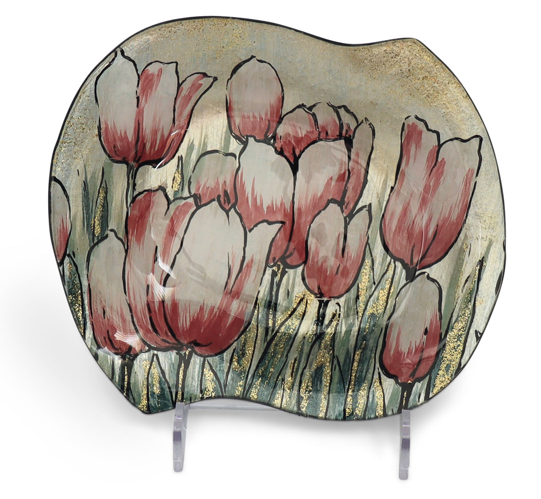 Glass plate "Tulpen" (tulips) rhombus