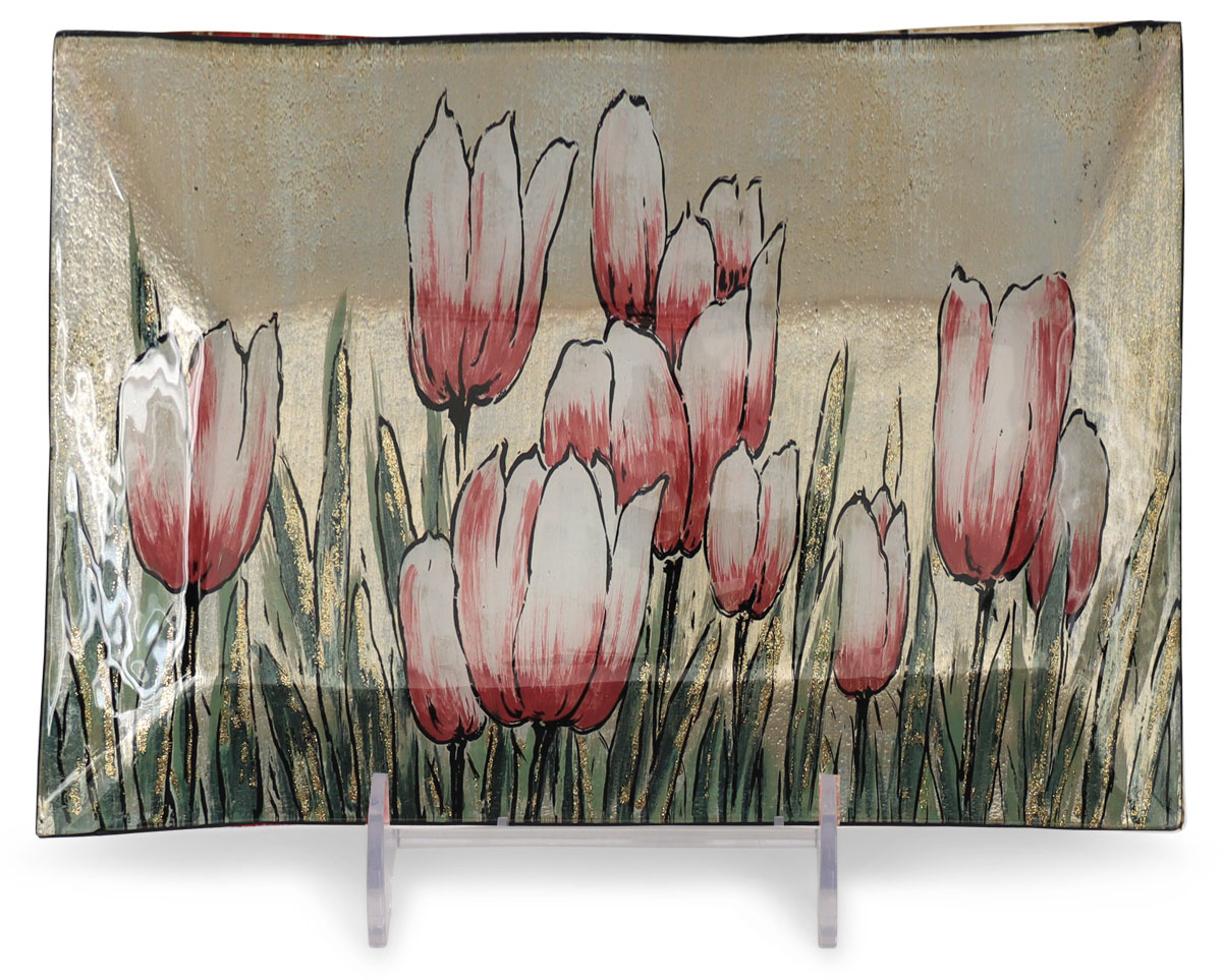 Glass plate "Tulpen" (tulips) rectangle