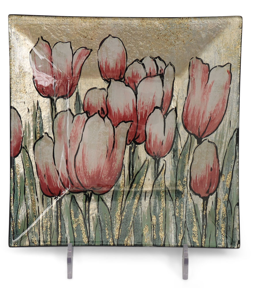 Glass plate "Tulpen" (tulips) square