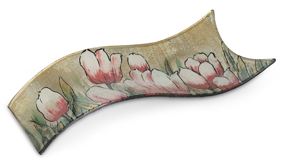 Glass plate "Tulpen" (tulips) curved