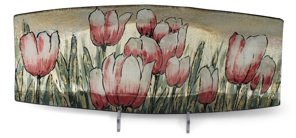 Glass plate "Tulpen" (tulips) oval