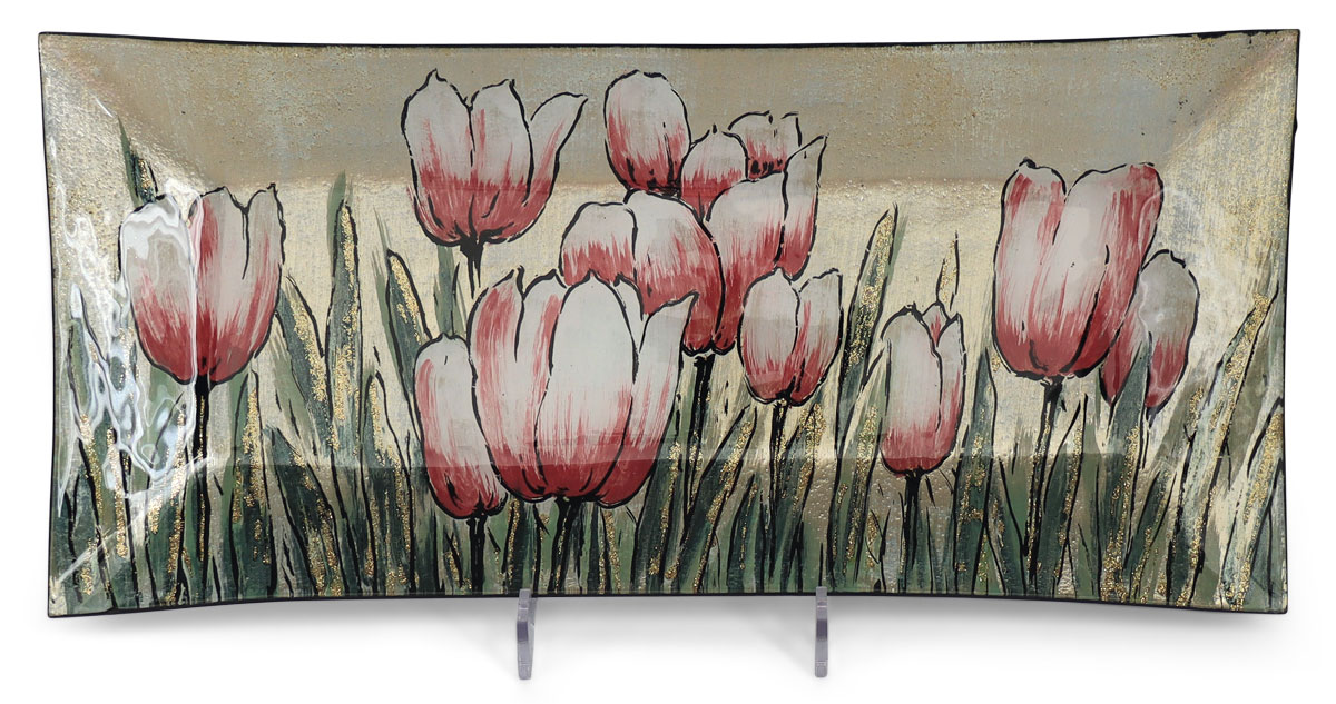 Glass plate "Tulpen" (tulips) rectangle