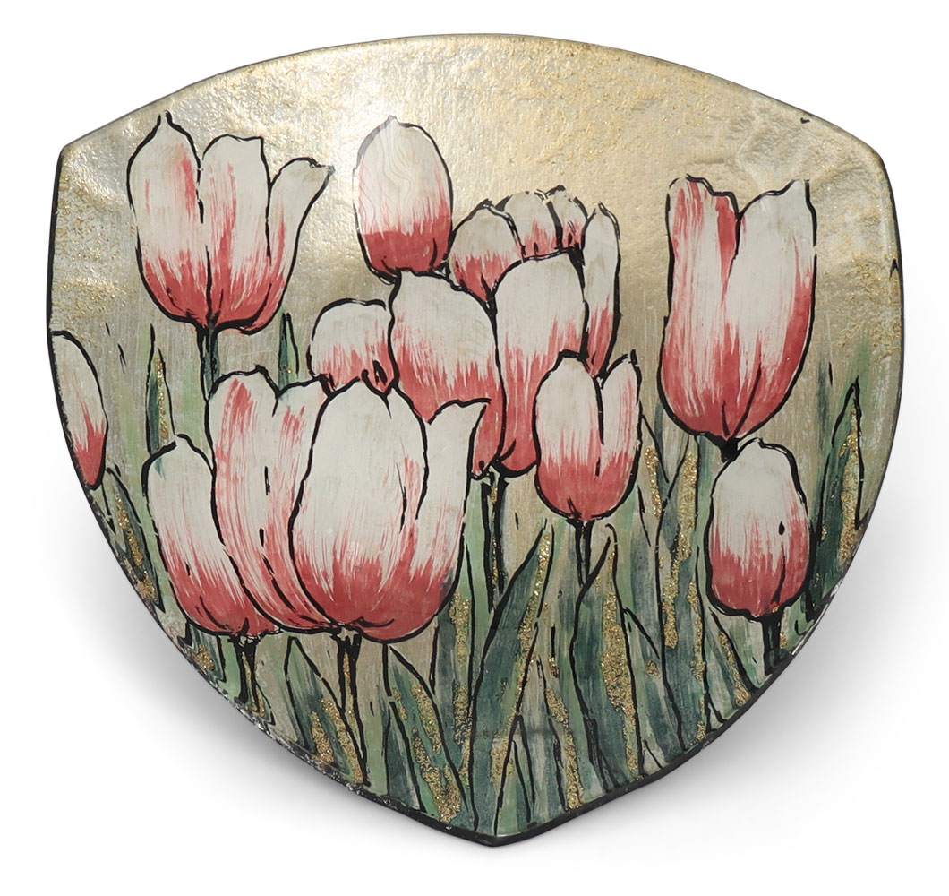 Glass plate "Tulpen" (tulips) triangular