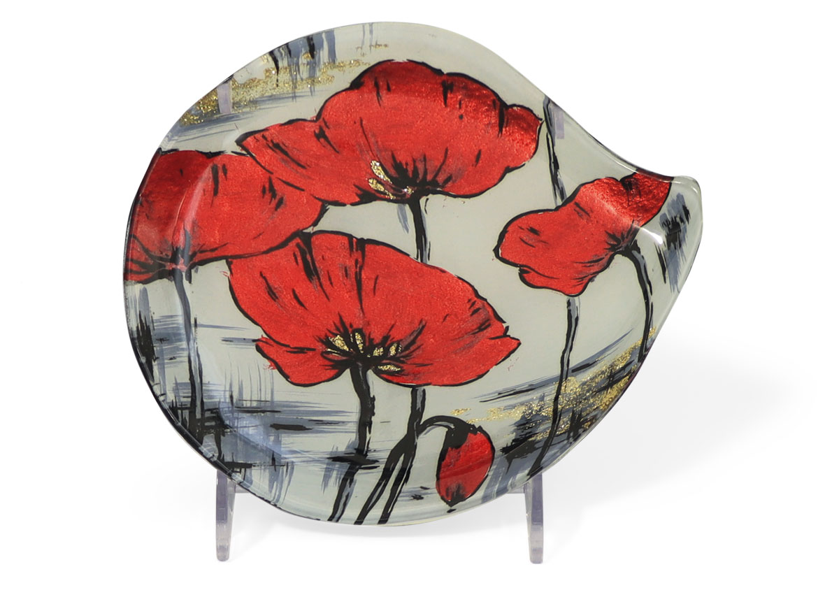 Glass plate "Mohnblumen" (poppy) round