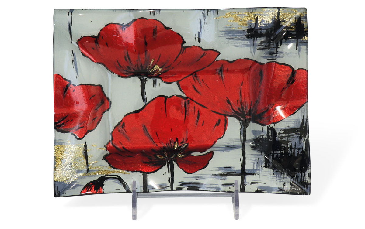 Glass plate "Mohnblumen" (poppy) rectangle
