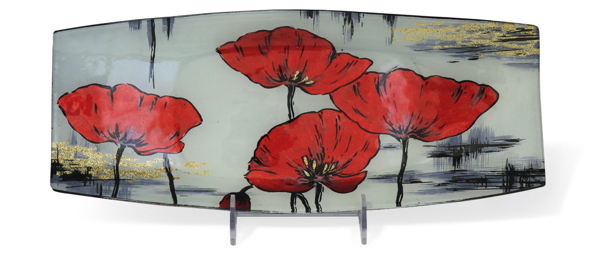 Glass plate "Mohnblumen" (poppy) oval