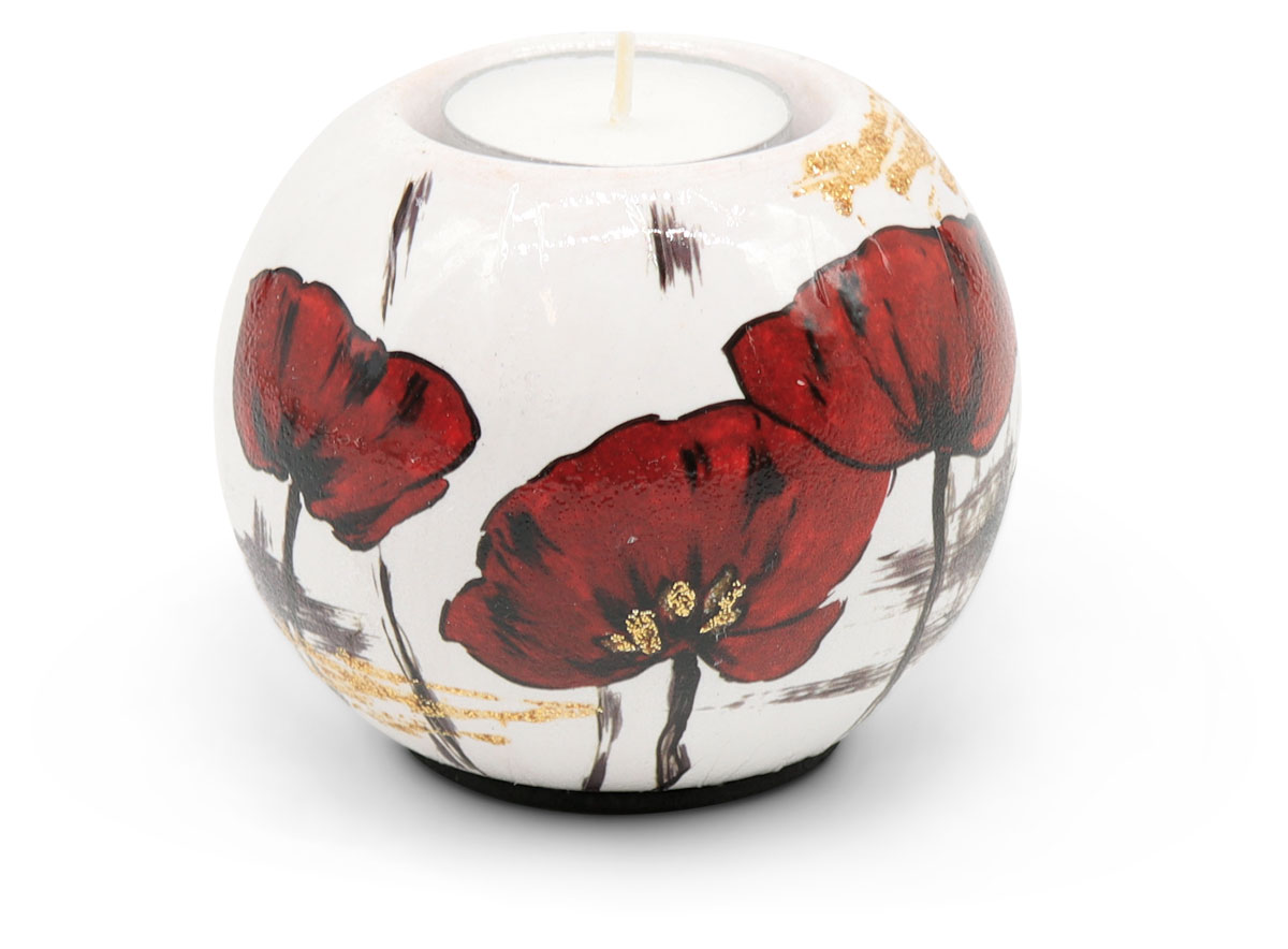 Tealight holder from ceramics "Mohnblumen" (poppy)