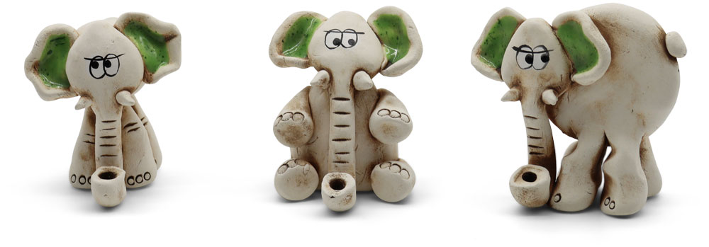 Miniature elephant, mix of 3, green
