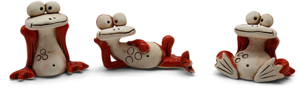 Miniature frog Paul, mix of 3, red