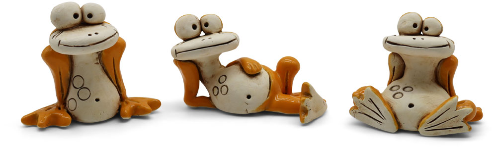 Miniature frog Paul, mix of 3, orange