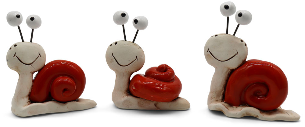 Miniature snail, mix of 3, red