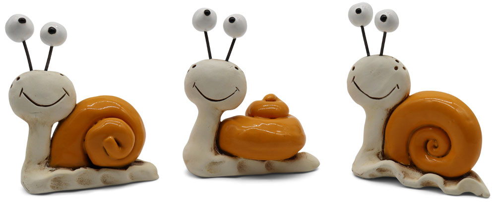 Miniature snail, mix of 3, orange