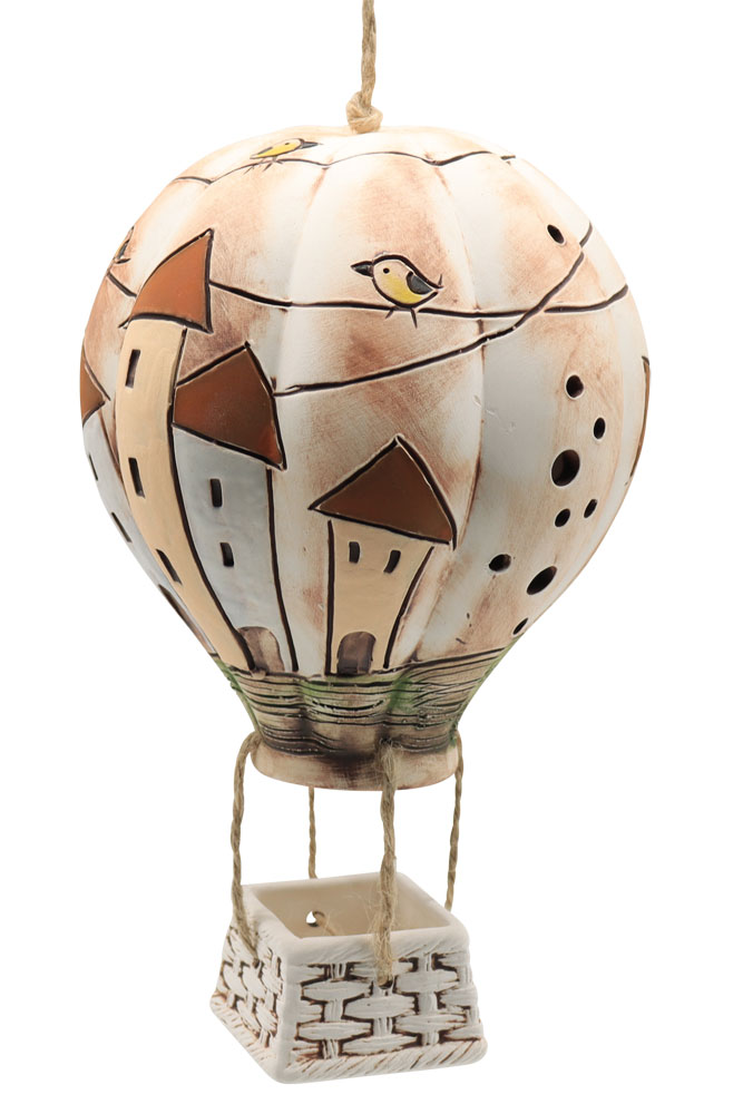 Ballon houses with birds, ceramic