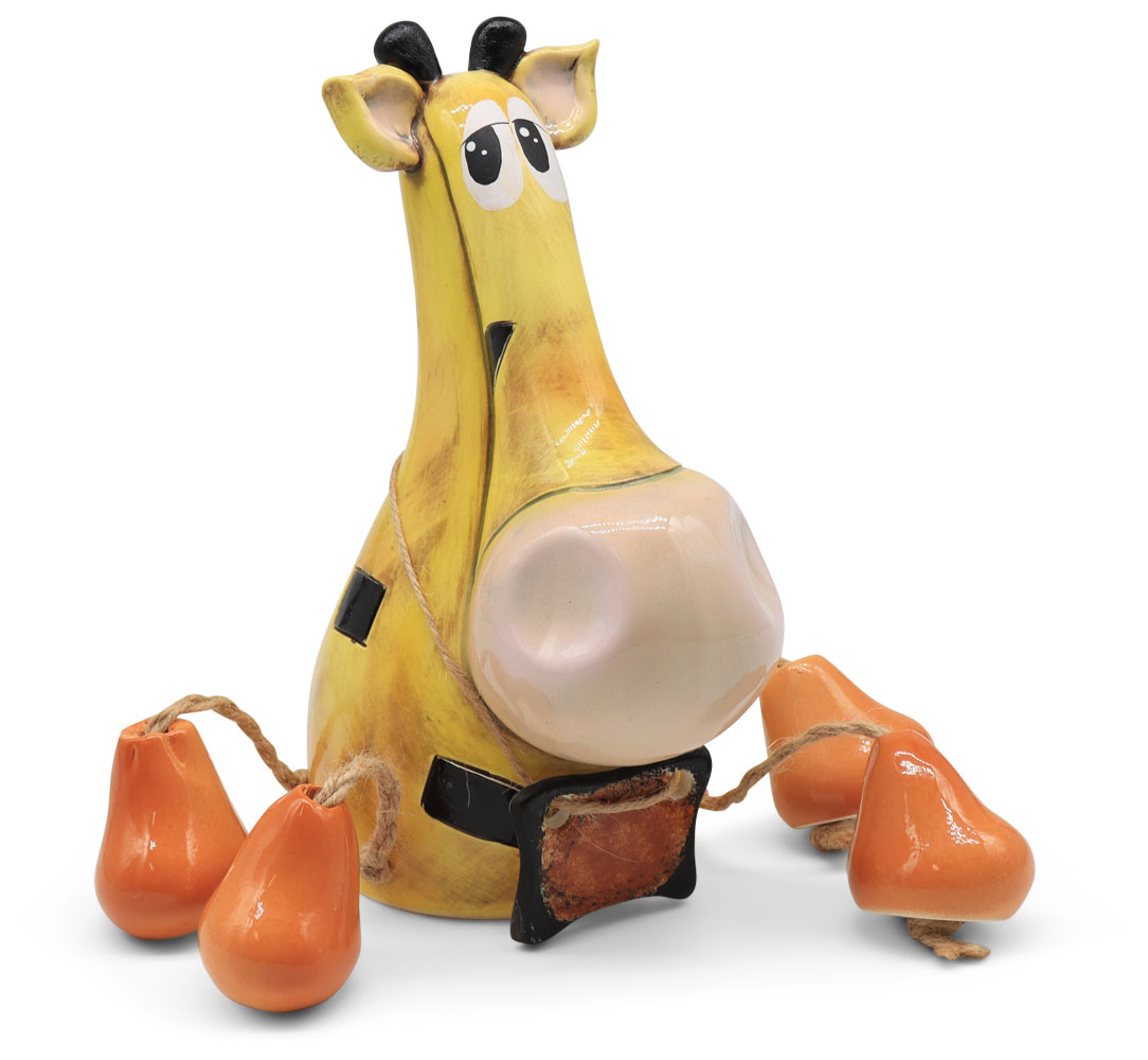 Coin bank giraffe with plate for labeling