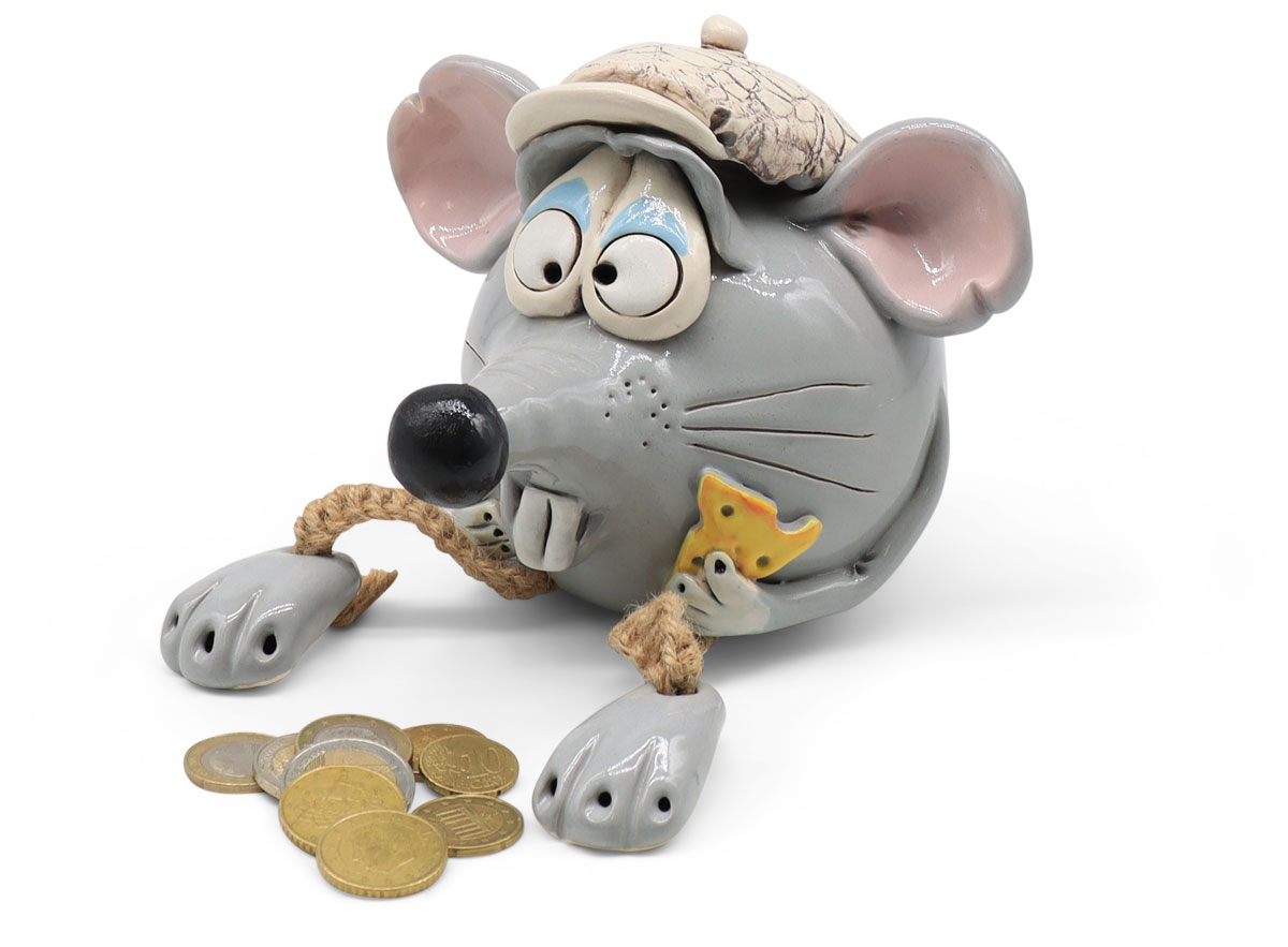 Coins bank mouse with cheese
