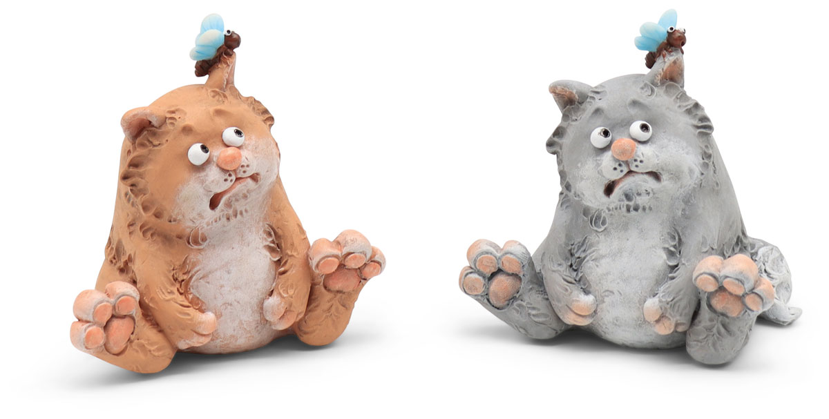 Tomcat Archie with butterfly, polyresin