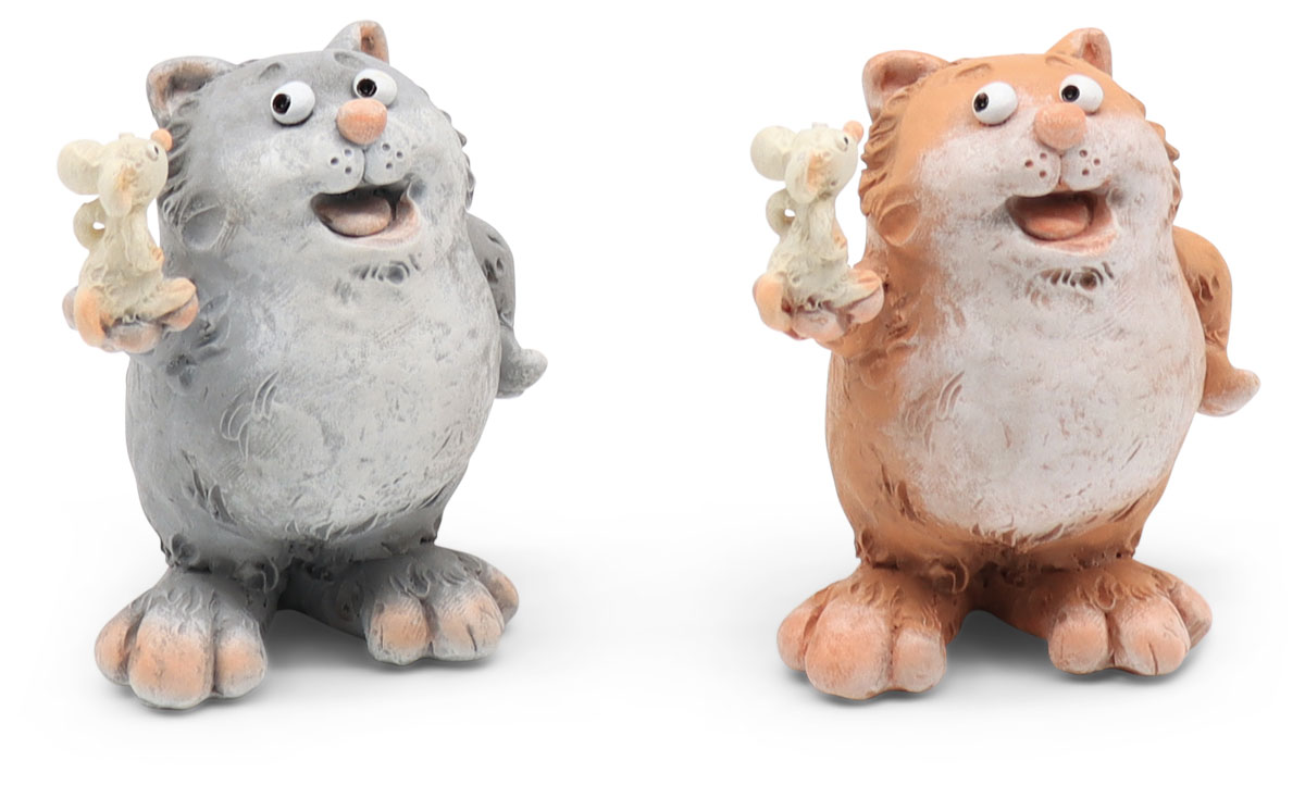 Tomcat Archie with little mouse, polyresin