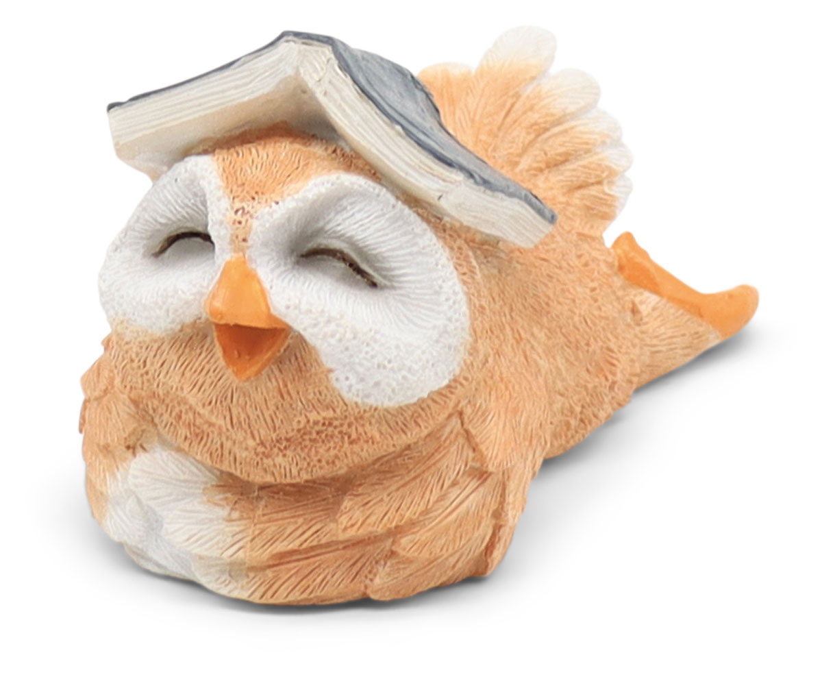 Owl Gertrud with book, polyresin