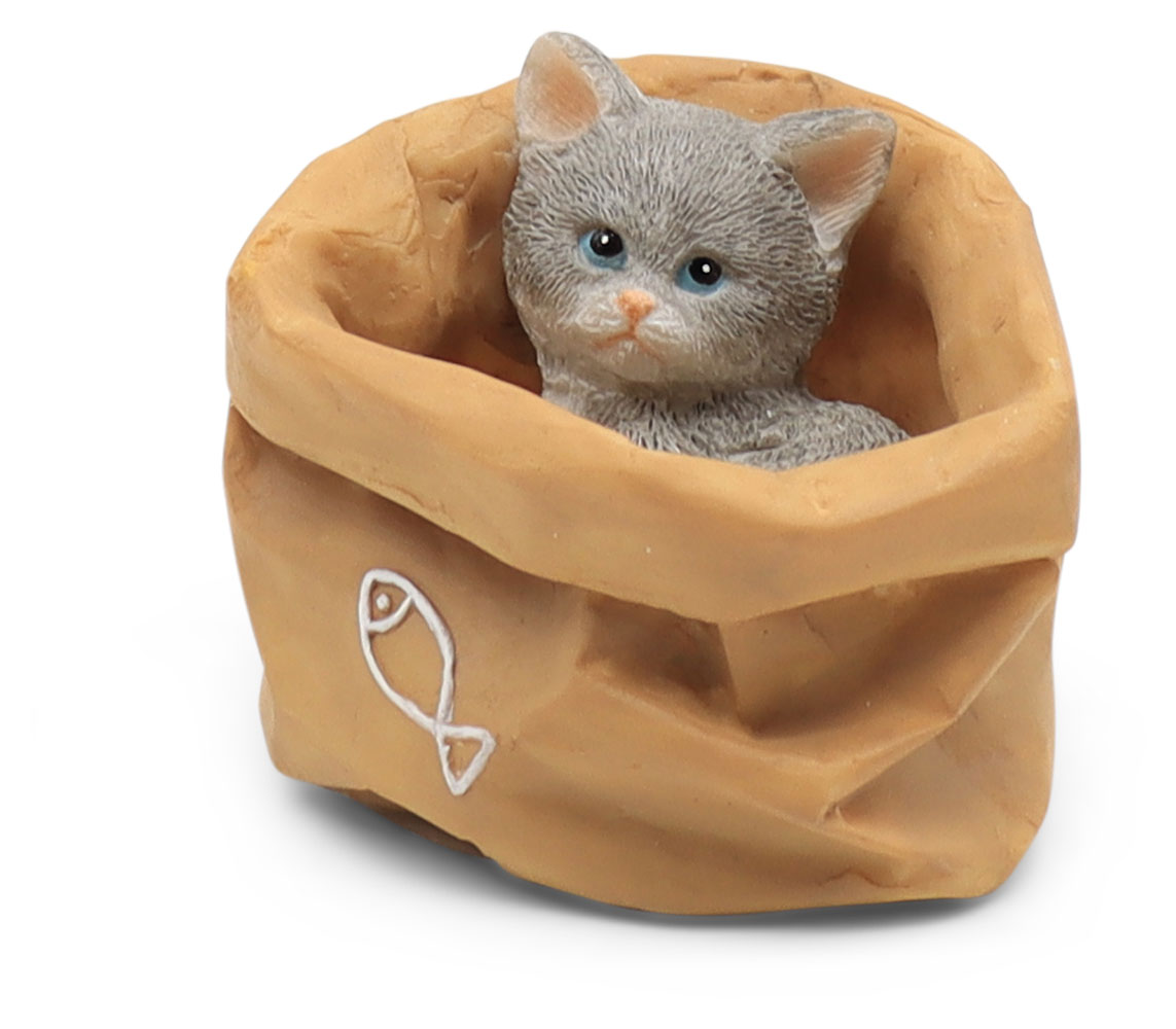 Kitten Luis in bag, polyresin