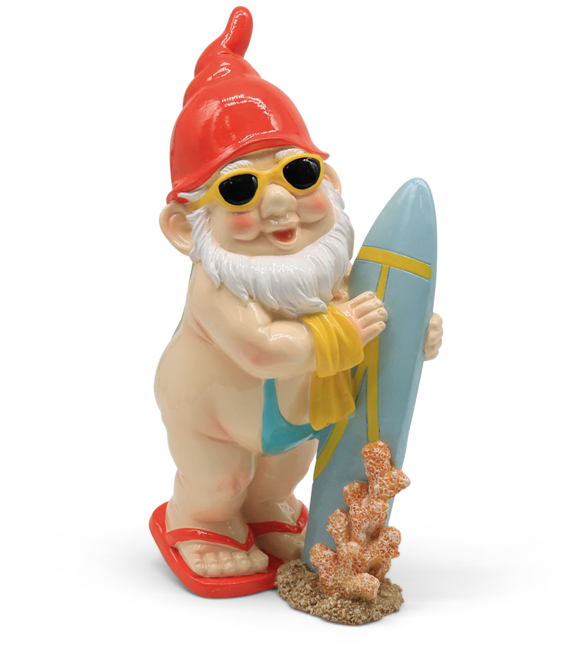Garden dwarf Dargo the surfer, polyresin