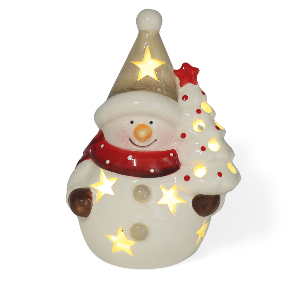Snowman with LED, ceramic