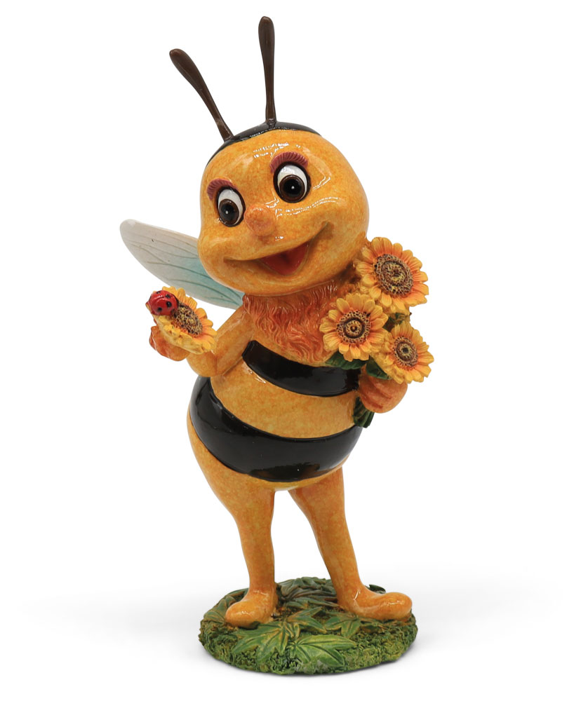 Bee Penelobee with sunflowers, polyresin