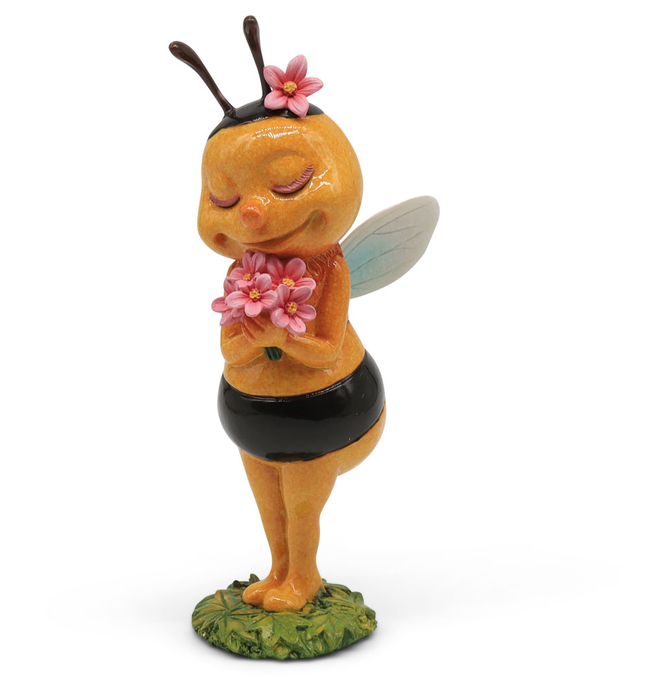 Bee Penelobee with purple flowers, polyresin