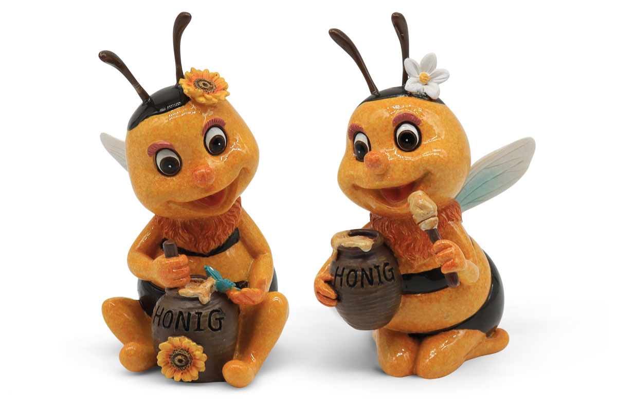 Bee Penelobee nibbling honey, mix of 2, polyresin