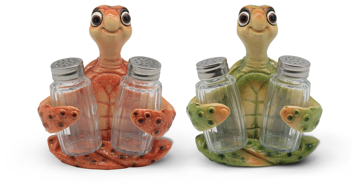 Salt and pepper shaker Schildi, mix of 2, polyresin