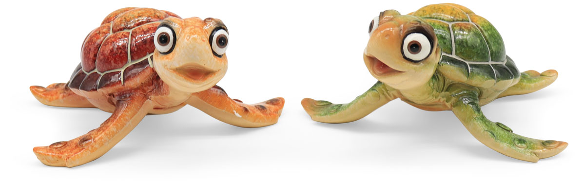 Turtle green/brown, mix of 2, polyresin