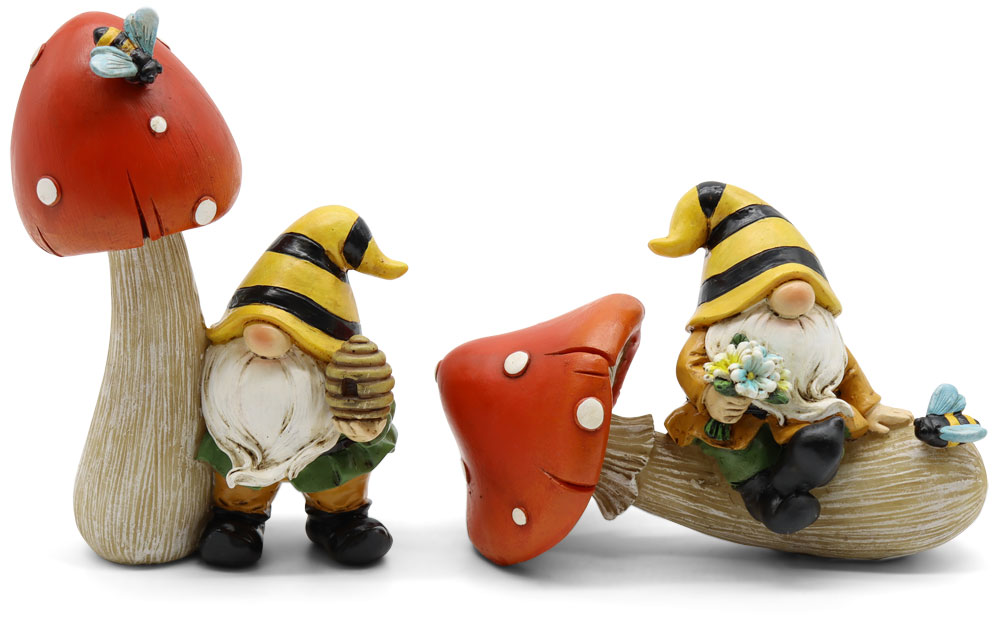 Mushroom leprechaun, mix of 2, polyresin