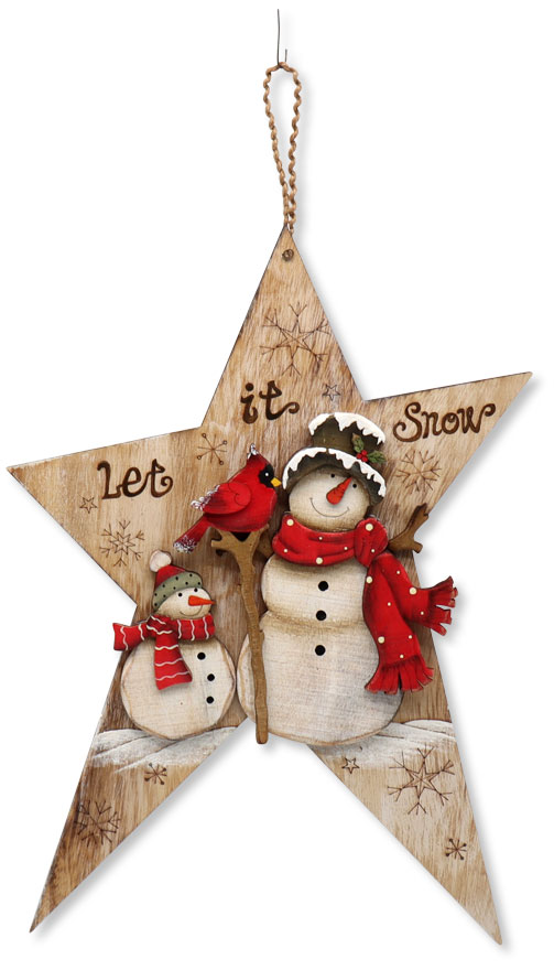 Pendant snowman-star from wood