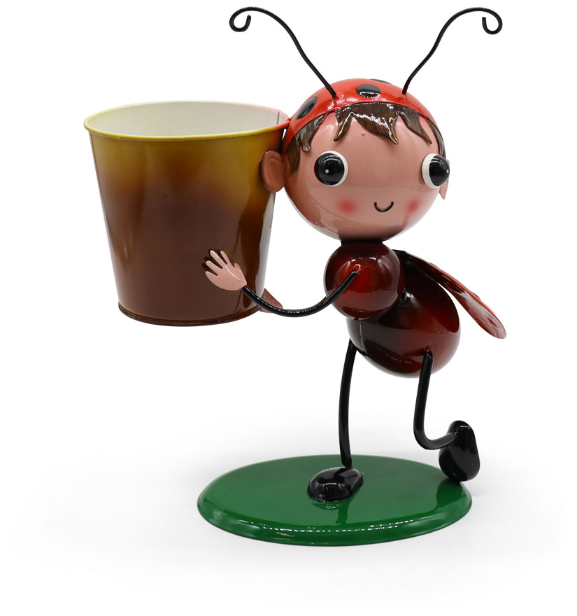 Metal plant pot ladybird