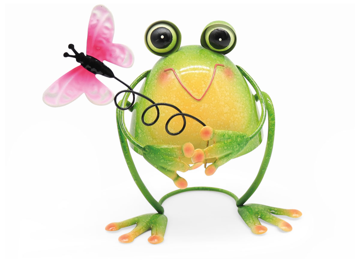 Frog Jake with butterfly, metal