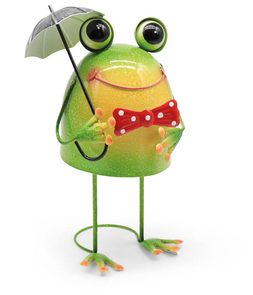 Frog Leonardo with umbrella, metal