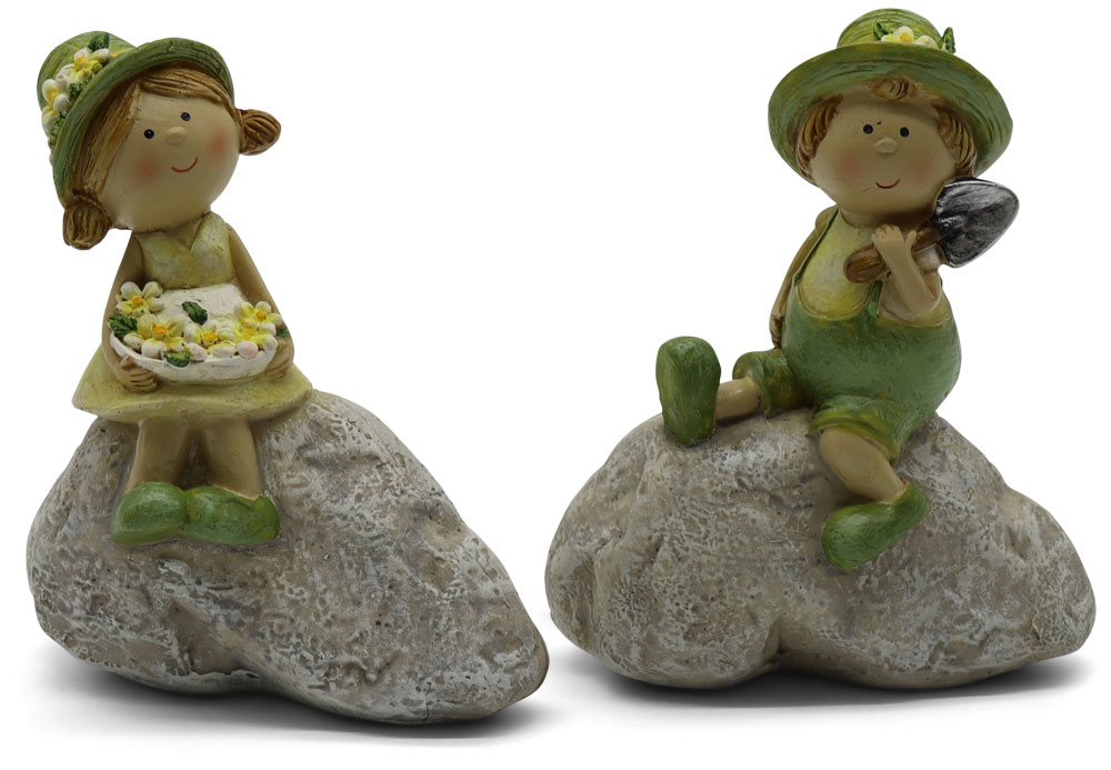 Garden children "Gaby & Gabriel" on stone