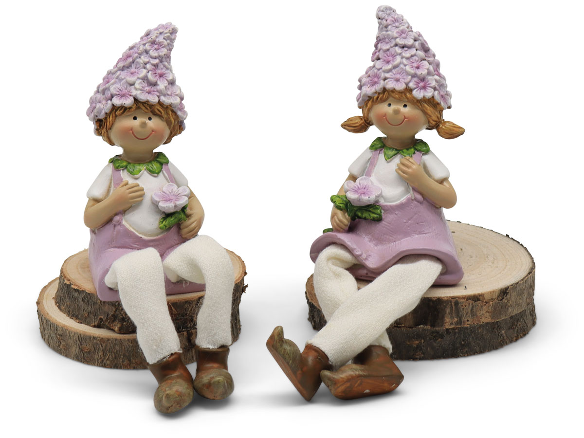Flower children Lisa & Louis, polyresin