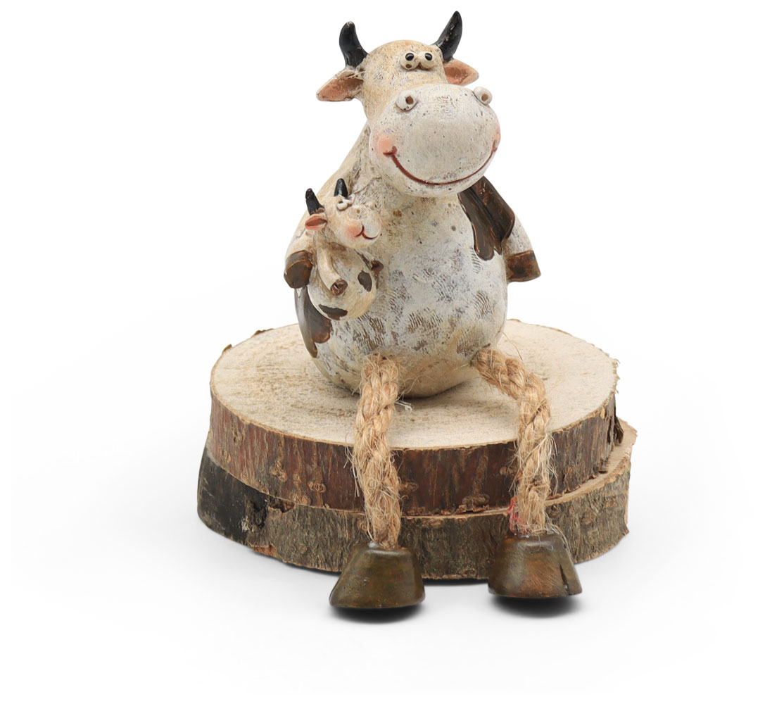 Mama cow and baby, polyresin