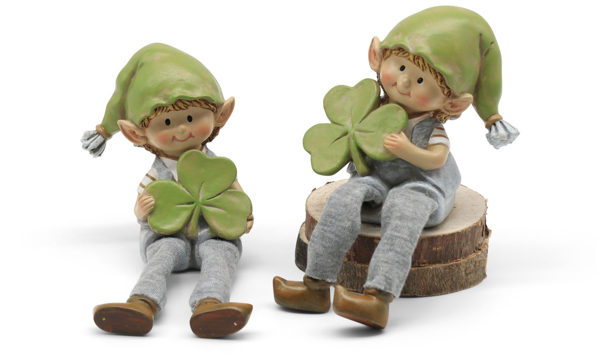 Lucky children Bell & Woody, sitting on edge, polyresin