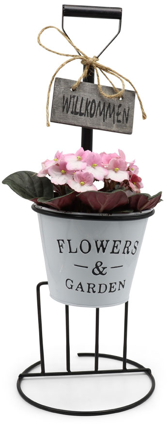 Metal spade fork plant pot