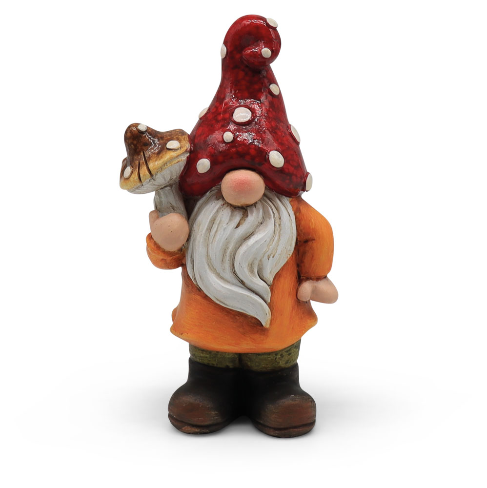Garden dwarf with mushroom, polyresin