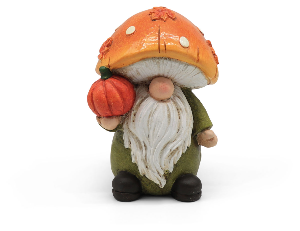 Garden dwarf with pumpkin, polyresin