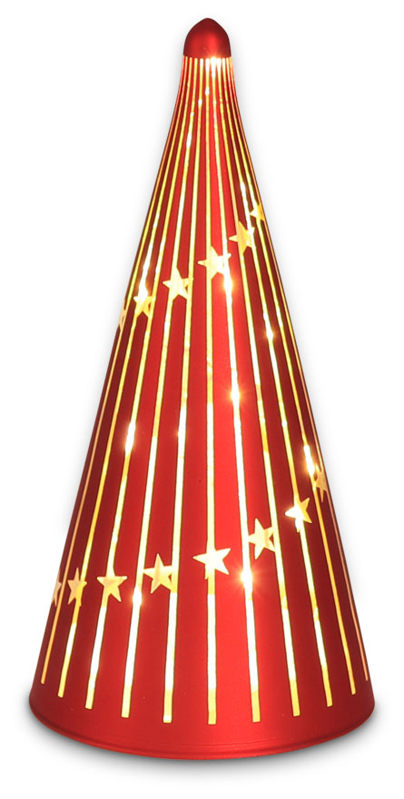 Glass cone red stars, LED
