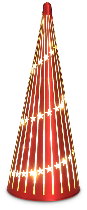Glass cone red stars, LED