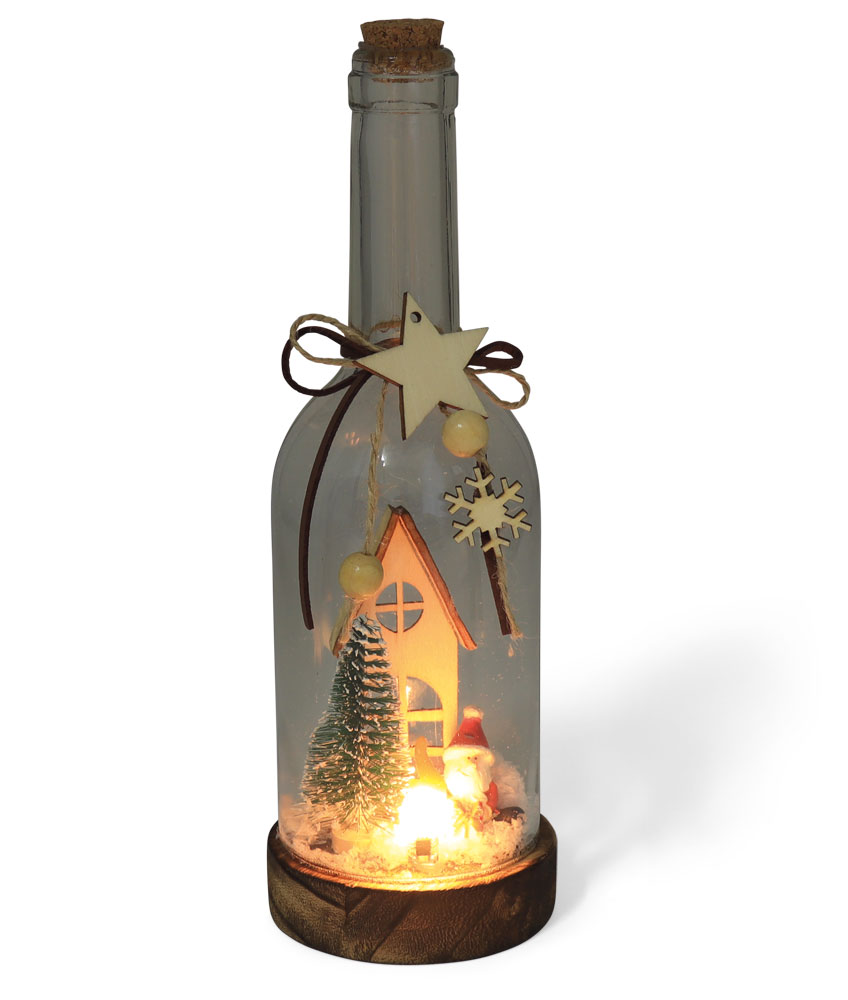 Bottle with LED and house